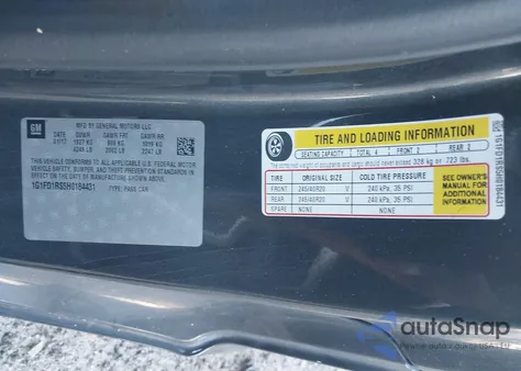 2017 Chevrolet Camaro 2Lt из США, поврежденный, VIN 1G1FD1RS5H0184431